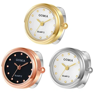 Immagine di JewelryWe Orologio da dito uomo e donna con elastico rotondo al quarzo, Anello Stile Semplice, Colore Scelta,Regalo per Natale