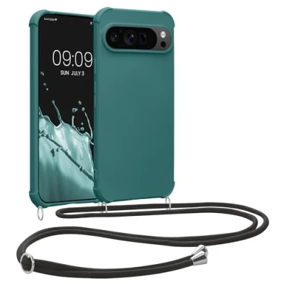 Immagine di kwmobile Custodia Compatibile con Google Pixel 9 / Pro Cover Back Case in Silicone TPU Protezione Smartphone Cordino petrolio