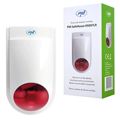 Immagine di PNI SafeHouse HS007LR Sirena radio per esterni, con batteria e alimentatore di rete, impianti allarme