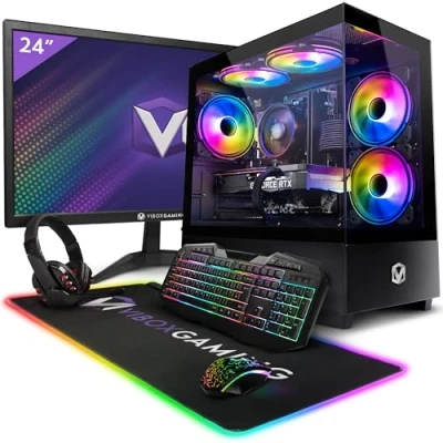 Immagine di Vibox V 194 PC Gamer 24&quot; Pacchetto Monitor AMD Ryzen 5 4500 Processore 4.1GHz RTX 3060 12GB 16GB RAM 1TB SSD Windows 11 WiFi
