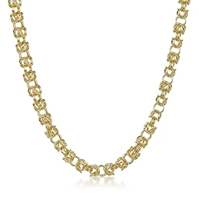 Immagine di Amberta Collana Bizantina Unisex in Argento Sterling 925: 45 cm Placcata Oro