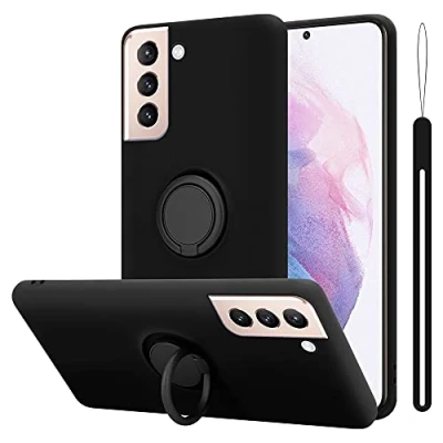 Immagine di Cadorabo Custodia compatibile con Samsung Galaxy S21 PLUS in LIQUID NERO per Cellulare Silicone TPU Flessibile Anello Paraurti Cover Posteriore Ultra Sottile