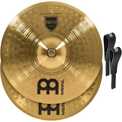 Immagine di Meinl Cymbals MA BR 13M, Piatti per banda, in ottone, con cinghie di cuoio e cuscinetti inclusi, Diametro 13&#039;&#039;, 33 cm