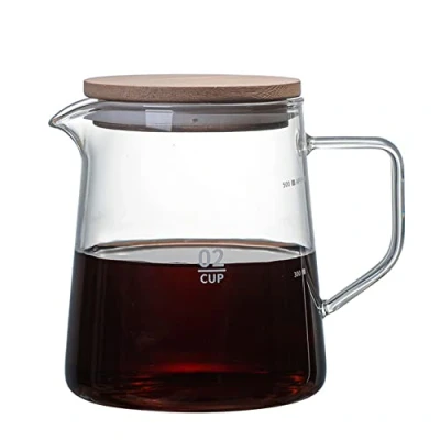 Immagine di Caraffa per caffè in vetro con coperchio, isolante termica trasparente succhi di tè, e acqua(300 ml)