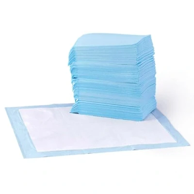 Immagine di Amazon Basics, Tappetini per l&#039;addestramento di cani e cuccioli, design a 5 strati prova perdite con superficie ad asciugatura rapida, dimensione standard, confezione da 50, Blu