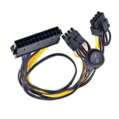 Immagine di ZAHARA Cavo di alimentazione per ATX 24 pin a 2 porte PCIe 6 + 8 interruttore on/off