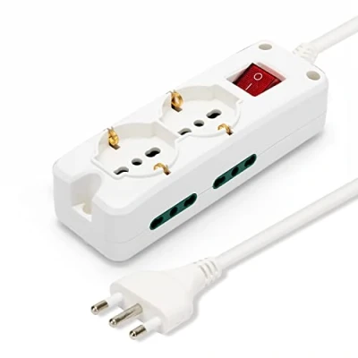 Immagine di VELAMP MULTIT I S24 Multipresa 2 Prese Polivalenti (Schuko + 10/16A) 4 Bivalenti (10/16A) Interruttore Luminoso Colore Bianco