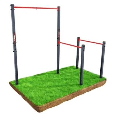 Immagine di K Sport: barra per trazioni da esterni fissa + stazione di allenamento dip Station, forza resistente alle intemperie con trazione e trazione, station