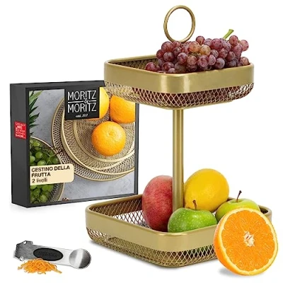 Immagine di Moritz &amp; Alzata per frutta oro Metallo Moderna fruttiera colore Cesto portafrutta conservare frutta, verdura e pane