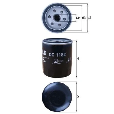 Immagine di MAHLE ORIGINAL OC 1182 Filtro olio ad avvitamento MAZDA: CX 5 I, 5, 6 Sedan