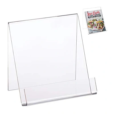 Immagine di Relaxdays 2X Cavalletto per Libri A5, Supporto in Acrilico, Stabile, Porta Riviste, HLP 15x15x11,5 cm, Trasparente