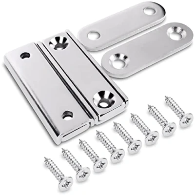 Immagine di Sensei 2 pezzi Magnete rettangolare al neodimio 40x13,8x5 mm con fori per viti, capacità di carico 15 kg + rondelle in acciaio 8 viti incluse