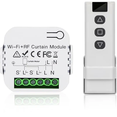 Immagine di Nizirioo Set di controllo per tapparelle, motore telecomando RF + modulo ricevitore, portata fino a 100 m, interruttore tende, tende da sole, composto