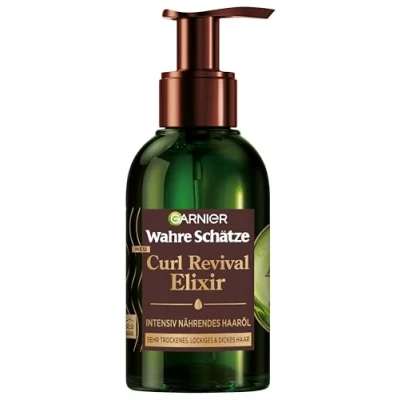 Immagine di Garnier Veri tesori Curl Revival Elixir Intensivo olio nutriente per capelli con di avocado e burro karitè, 120 ml