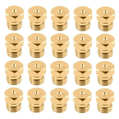 Immagine di gohantee Ugello a getto in ottone M6 x 0,75 mm/0,5 mm, 20 pezzi, kit di conversione gas LP per naturale propano GPL, scaldabagno, parti del bruciatore fai da te