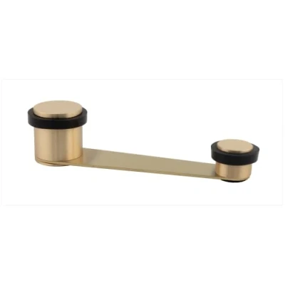 Immagine di Fermaporta con fermo girevole Ottone Fissaggio adesivo o vite + tassello Per porta fino a 70 mm di spessore I 152DUAL EVI FERRAJES (Laton Mate Gomma nera)
