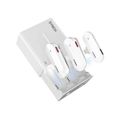 Immagine di SYNCO P2L 【Certificazione MFi Lightning】di Microfono Lavalier Wireless 2.4Ghz, Custodia di Ricarica Senza Fili per il iphone ipad Vlog Youtube Interviste, Lightning