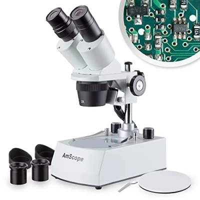 Immagine di AmScope 20X 80X Microscopio Stereo LED Senza Fili, Cordless Portable Microscope for Students