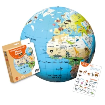 Immagine di CALY Inflatable globe &quot;Planet animal&quot; 42cm A for kids who want to understand the animal kingdom 033B