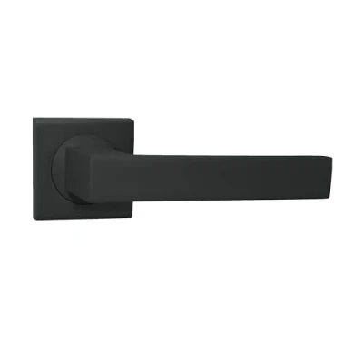 Immagine di domino Maniglia per porta senza rosetta rosette quadrate della stanza, dell&#039;ufficio, accessori in alluminio nera QUBIK QR BLACK