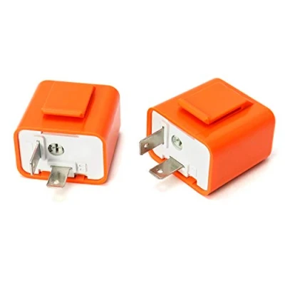 Immagine di QWORK Universal 12V 2 Pin Rele Frecce LED, Elettronico Relè Lampeggiante con Regolatore Frequenza per Auto e Moto, Arancio, Pezzo