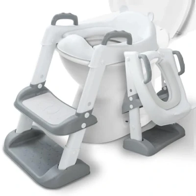 Immagine di LOVICVKEM Riduttore wc per bambini con Scaletta, Sedile Morbido Cuscino, Portatile pieghevole maschi e femmine, pedana antiscivolo anti spruzzo, Toilette Trainer V,U,O