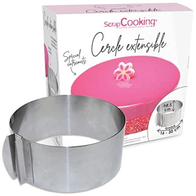 Immagine di ScrapCooking 1912 Circolo Estensibile per Pasticceria in Acciaio Inox Argento (Diametro) 16 &#039; 30&#039; X (H) 8.5 cm