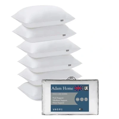 Immagine di Adam Home Cuscino Qualità alberghiera Cuscini Letto Matrimoniale Dormiente laterale Rimbalzare indietro Rimbalzo rapido e resistente alla polvere imbottiti Confezione da 6