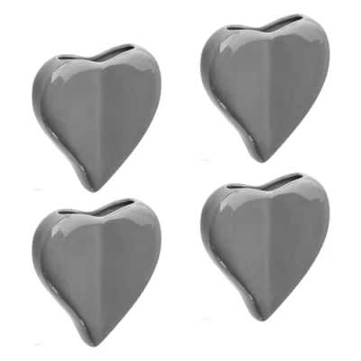 Immagine di Metrox Set di 4 umidificatori a forma cuore, in ceramica, per il fissaggio al termosifone, colore grigio, diffusore acqua a1510