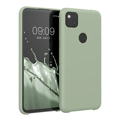Immagine di kwmobile Cover per Google Pixel 4a Custodia Back Case Smartphone in Silicone TPU Protezione Gommata verde grigio