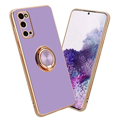 Immagine di Cadorabo Custodia compatibile con Samsung Galaxy S20 in Glossy Viola Chiaro Oro anello Coperchio silicone TPU flessibile, protezione per la fotocamera e supporto magnetico l&#039;auto
