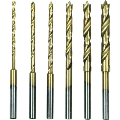 Immagine di Proxxon Micromot 28 876 HSS KIT punte a spirale da metallo 6 parti 1.5 mm, 2 2.5 3 3.5 4 mm TiN Alberino cilindrico 1
