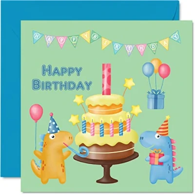 Immagine di Stuff4 Biglietto di auguri per il primo compleanno ragazzo, con dinosauro, festa compleanno, 1 anno, ragazzi, 145 x mm, figlio, nipote, bambini, bambini