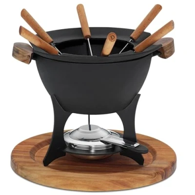 Immagine di Kela 16644 Set per fonduta, 11 Pezzi, 6 Persone, Ghisa, 1 l, Country, Nero, Acciaio Inossidabile, 27,00x27,00x21,50 cm