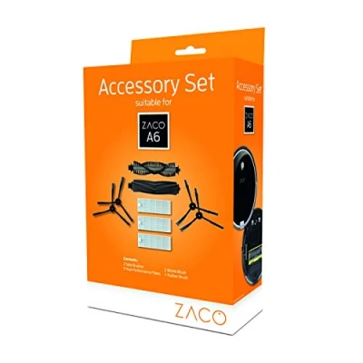 Immagine di ZACO Originale Adatto per Robot aspirapolvere, Pezzi di Ricambio Laterali, spazzole Principali e filtri, Accessori, Manutenzione 501925, Set: A6