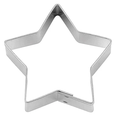 Immagine di Stampini per Biscotti a Forma di Stella 5 Punte, Argento, Acciaio Inossidabile, Silver, 9 cm