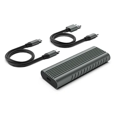 Immagine di Ewent Case SSD M.2 NVMe/PCIe USB C e a 3.2 Gen2 fino 10Gbps UASP, Enclosure Esterna per Custodia Disco Rigido 80mm 2TB M/M&amp;B Key, 2230/2242/2260/2280, Alluminio, Nero
