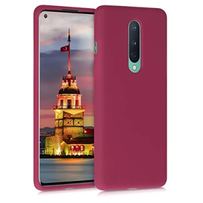 Immagine di kwmobile Cover per OnePlus 8 (2020) Custodia Back Case Smartphone in Silicone TPU Protezione Gommata fucsia ciliegia