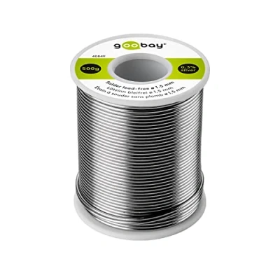 Immagine di Goobay 40849 Stagno per saldatura senza piombo, ø 1,5 mm, 500 g, con una percentuale di argento (Ag) dello 0,3%