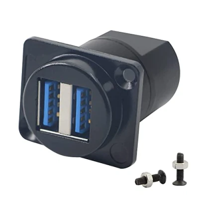 Immagine di QIANRENON Doppio USB3.0 pannello Montaggio Adattatore Presa 2 Femmina a Connettore 5Gbps Ricarica e trasferimento dati via USB3.0, su XLR/D panel