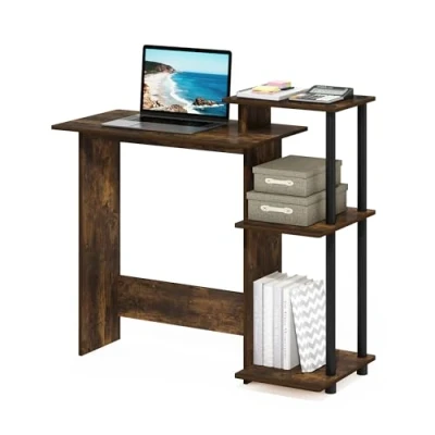 Immagine di Furinno Efficient Home Laptop Notebook Scrivania per Computer, Legno ingegnerizzato, Pino Ambrato/Nero, Tubo in PVC