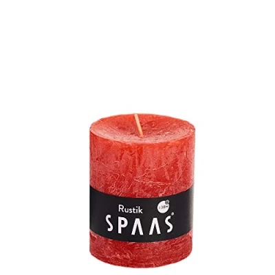 Immagine di Spaas Rosso 8 Candele rustiche Non profumate 68, 30 Ore, Cera di paraffina, D 68 mm x H 80