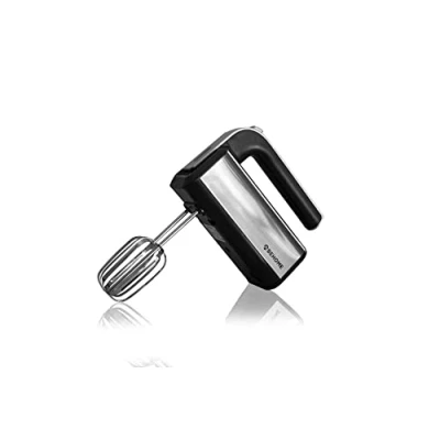 Immagine di Sbattitore Elettrico Mixer 5 Velocità 300W Turbo con Luce Led Colore Argento e Nero 2 Fruste per Impasti Morbidi Ganci Duri