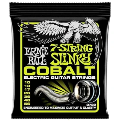 Immagine di Ernie Ball, Regular Slinky Cobalt 7 String, Corde per chitarra elettrica a corde, diametro 10 56