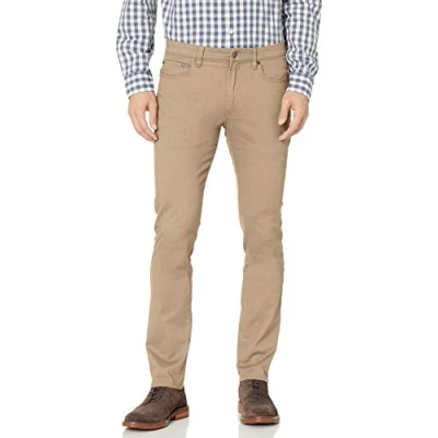 Immagine di Amazon Essentials Pantaloni in Twill Elasticizzati con 5 Tasche Skinny Uomo, Marrone Kaki, 36W / 34L