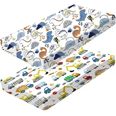 Immagine di 2 lenzuola con angoli per lettino, 120 x 60 cm, morbide e traspiranti, materassi standard culle bambini, completamente elasticizzate, facili da pulire