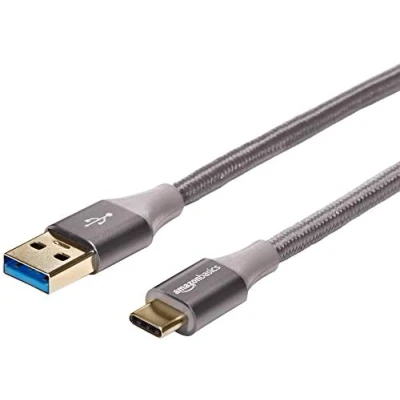 Immagine di Amazon Basics Cavo in nylon intrecciato da USB C a 3.1 Gen 1 ricarica rapida,velocità 5 Gbps,certificazione IF,per Apple iPhone 15,iPad, Samsung Galaxy,tablet, laptop, 3.05 m, grigio scuro
