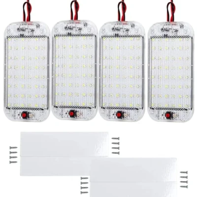 Immagine di Intckwan 4 Pcs illuminazione interna a LED, 12 V 85 V, 48 per auto, con interruttore on/off, camper, camion, furgone, roulotte