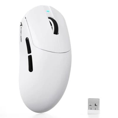 Immagine di ATTACK SHARK X8 SE Mouse da Gaming Wireless, Leggero 55g, Sensore PAW3311, Chip BK52820, 25.000 DPI, Connessione BT/2,4G/USB C, 80 Milioni di Click, Batteria 500mAh, Driver Web per PC/MacBianco