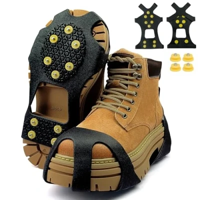 Immagine di 10 Ghiaccio Artigli Scarpa,Borchie Neve Ghiaccio,Ghiaccio Scarpa Neve, Ramponi Per Scarponi,Borchie (Giallo M)